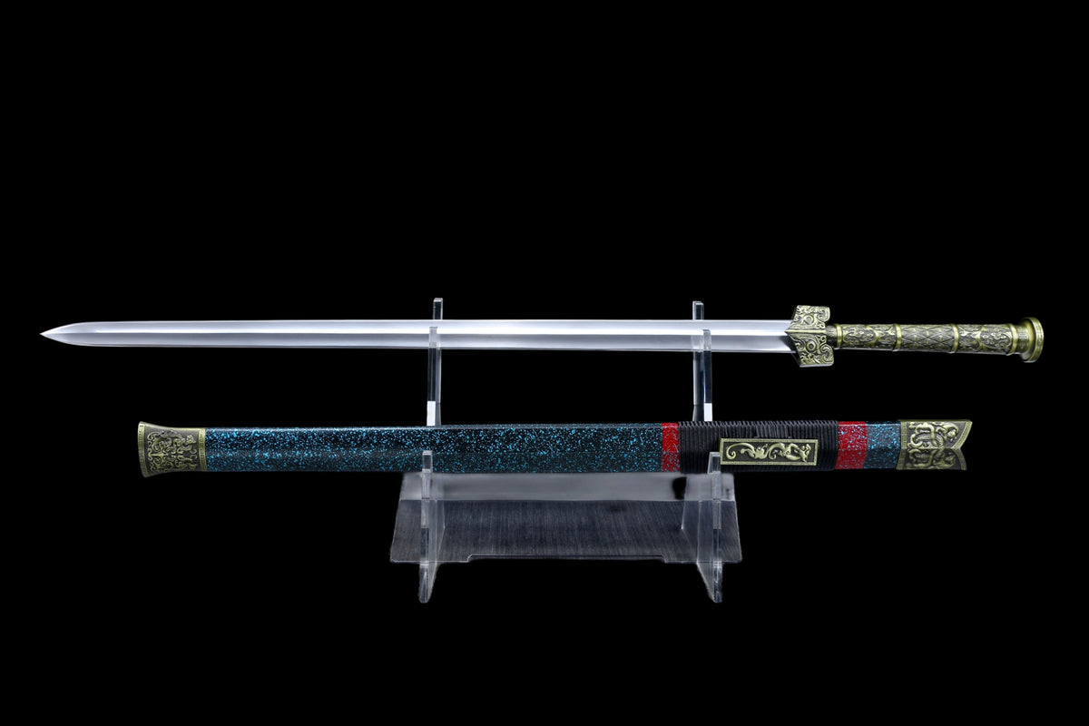 Golden Crow Han Sword, Full Tang Construction, High Manganese Steel Blade, Double Groove Blade, Sharp Edge, Antique Bronze Golden Crow Alloy Fittings, Painted Solid Wood Scabbard, Collectible Decorative Chinese Sword