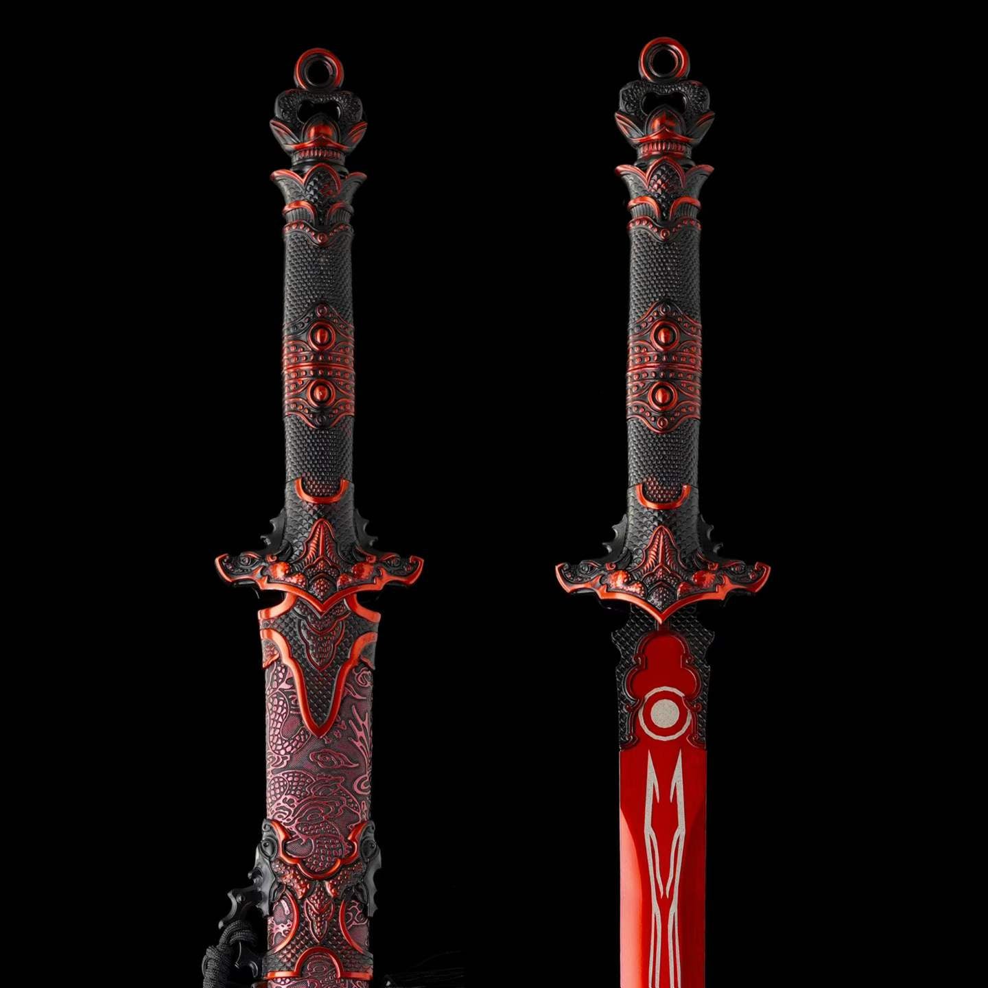 Chixiao Phantom Chinese Sword Replica, Full Tang High‑Manganese Steel Blade, One‑Piece Alloy Handle, Solid Wood Artificial Leather Scabbard, Fantasy Wuxia Decorative Sword