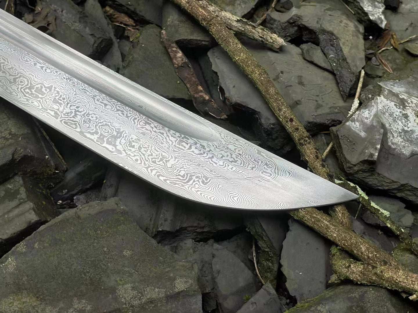 High carbon Damascus, wide body tactical knife，katana