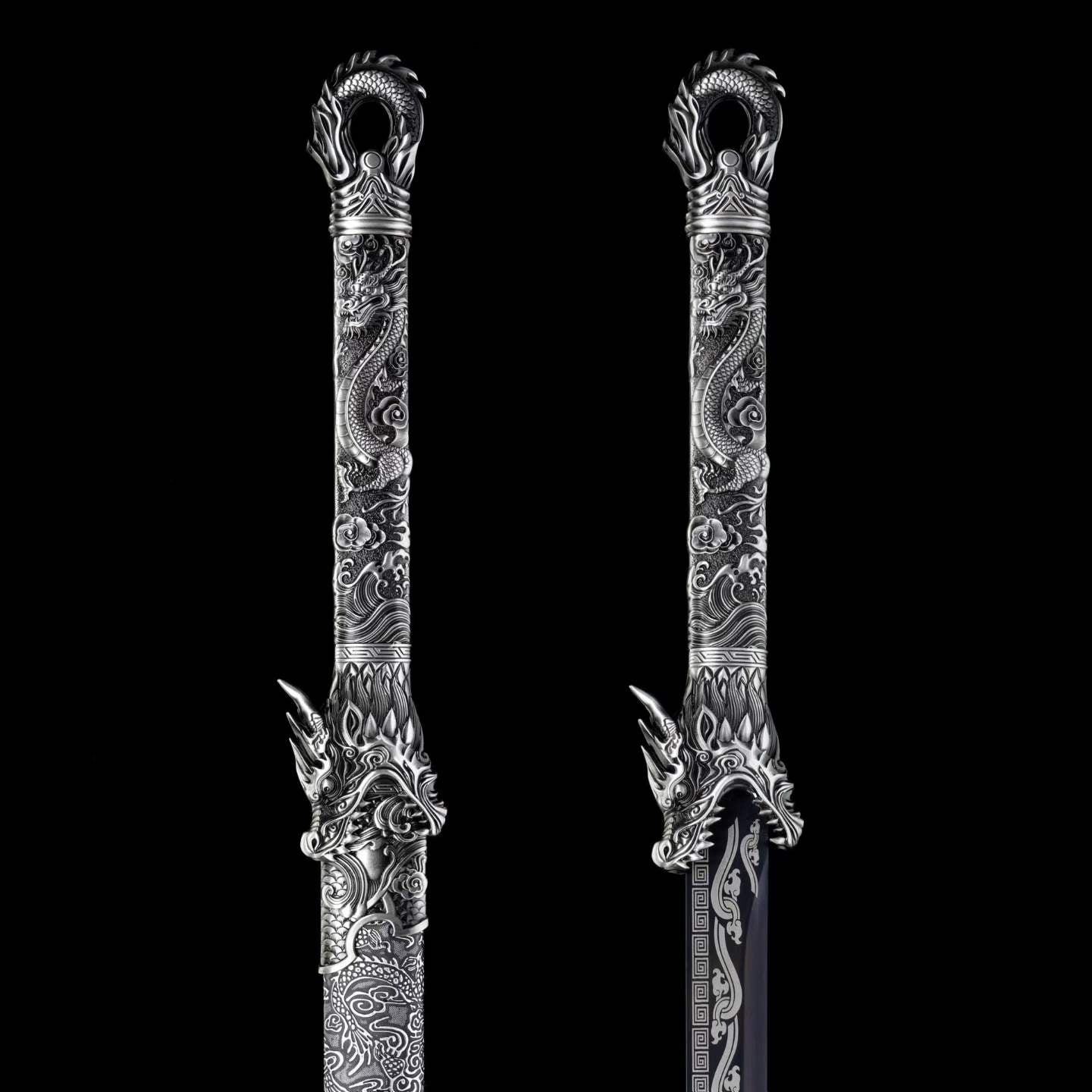 Full Tang Straight Sword Replica, High‑Manganese Steel Blade, One‑Piece Alloy Handle, Wood Artificial Leather Scabbard Historical Collectible Sword