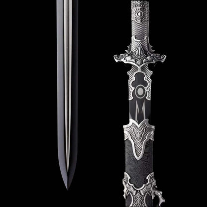 Xuan‑Lin Imperial Qilin Jian, Full Tang Construction, Sharp Blade, Forged High Manganese Steel, Alloy Fittings, One‑Piece Alloy Handle, Solid Wood Artificial Leather Wrapped Scabbard, Historical Collectible Chinese Sword