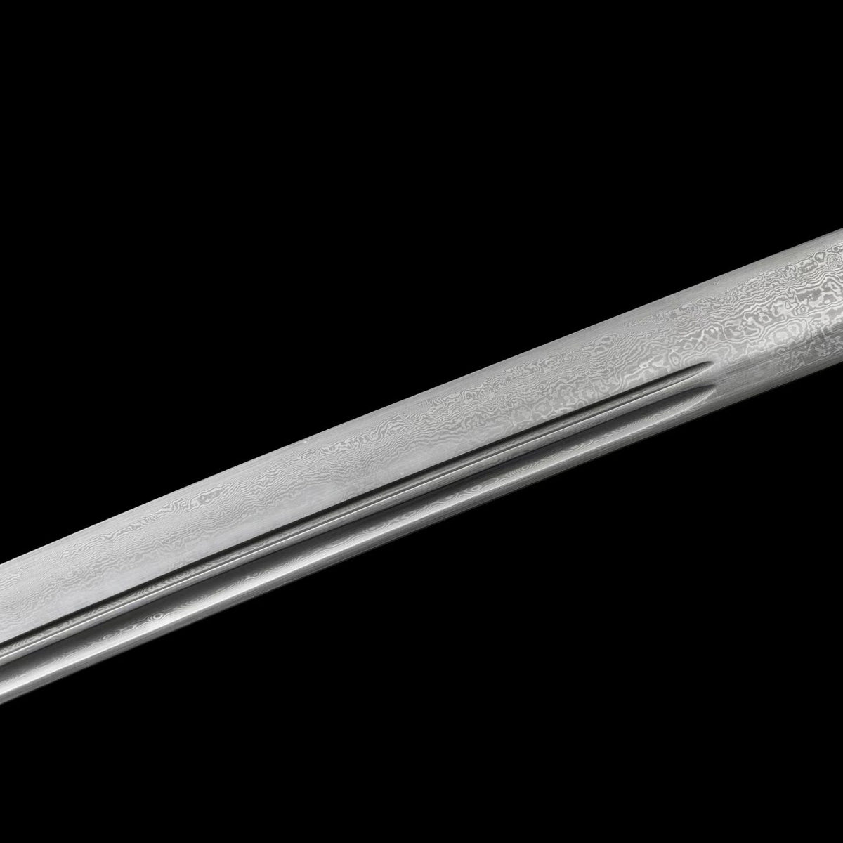 Full Tang Black Ding Baiying Chinese Sword, Forged Damascus Steel Sharp Blade, Brass Engraved Fittings, Dark Dragon Phoenix Sandalwood Scabbard, Wuxia Collectible Sword