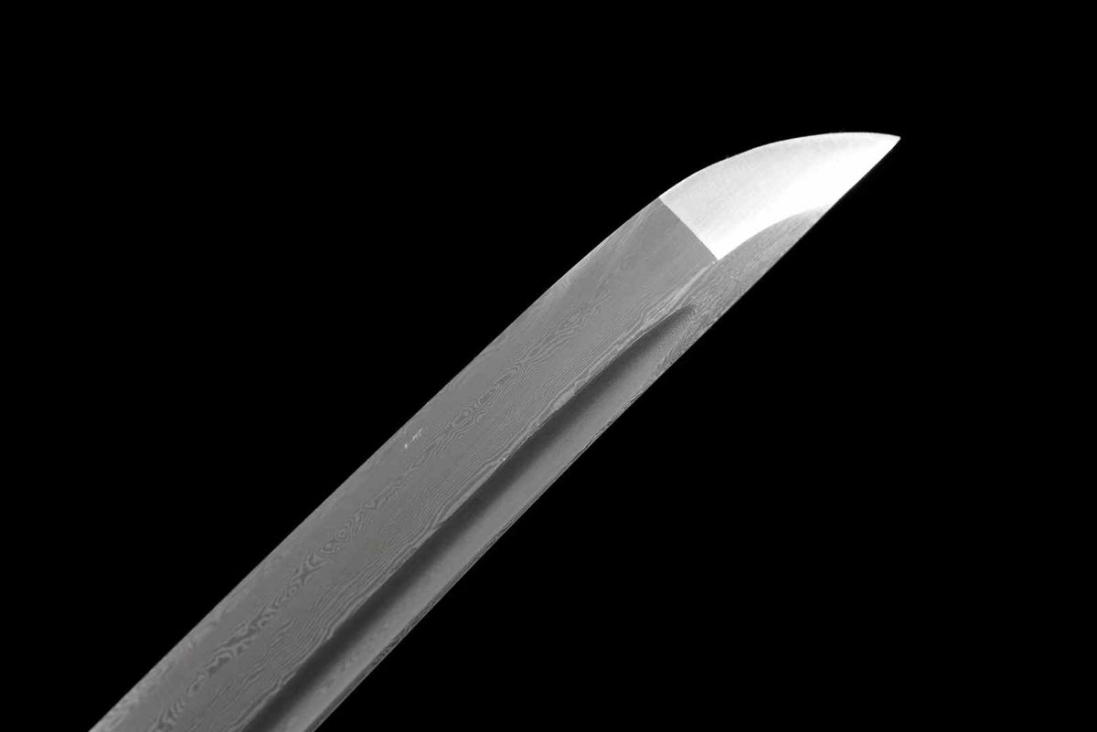 Purple Ginkgo Katana, Full Tang Construction, Forged Damascus Steel Blade, Sharp Edge, Lacquer Painted Solid Wood Scabbard, Collectible Decorative Japanese Sword
