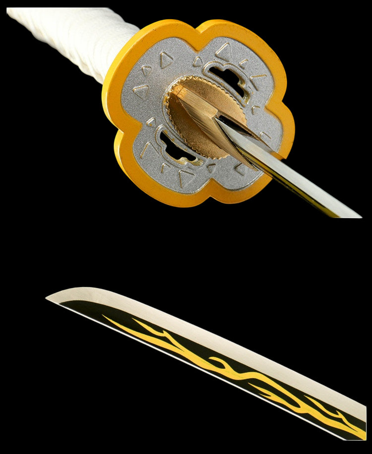 Demon Slayer Zenitsu Agatsuma Nichirin Sword, Full Tang Forged 1095 High Carbon Steel, Sharp Blade