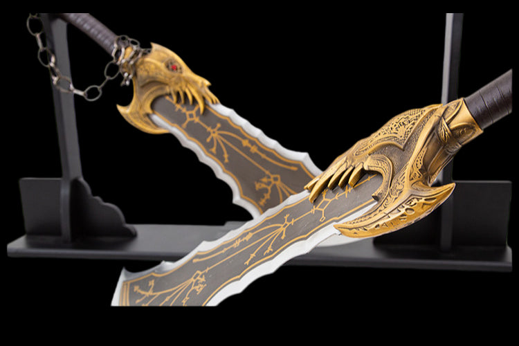 God of War 5: Blades of Chaos — Kratos' Dual-Bladed Chain Swords (Stainless Steel) — Blunt/Unsharpened