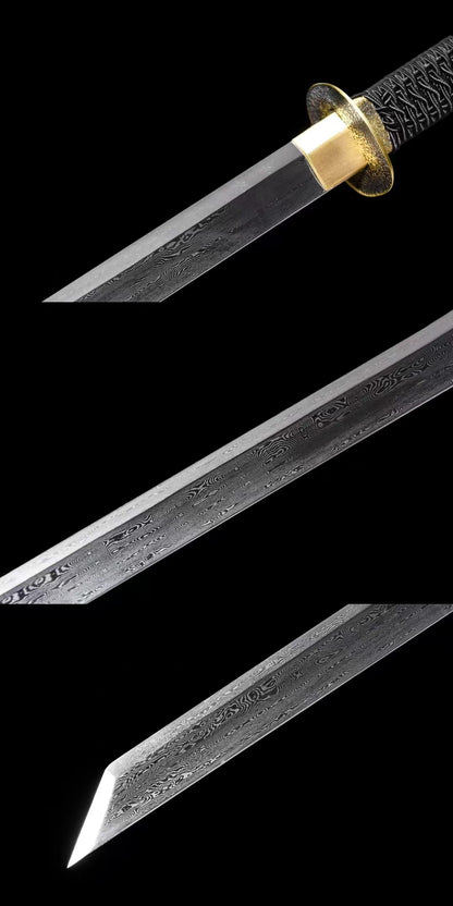 Tang Dao [Black] Patterned Steel Forging Process铜装唐刀【黑色款】