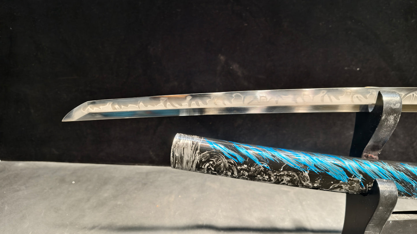 blue fighter（T10 earth covering and burning knife process）katana