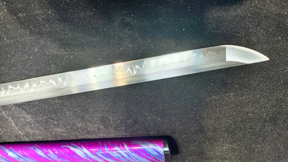 T10 (covering the soil and burning the blade to form wavy patterns) Ninja Sword， Carved dragon patter，katanan，Straight knife