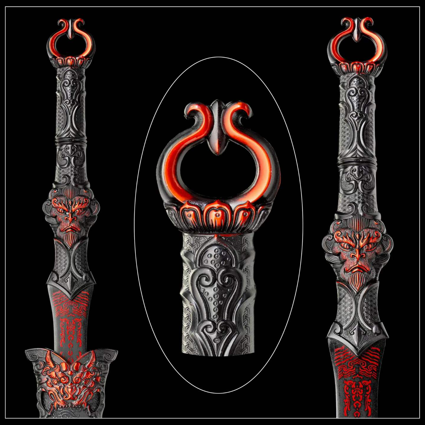 Full Tang Return of The Great Sage Sword Replica Inspired by Black Myth, High‑Manganese Steel Blade, One‑Piece Alloy Handle, Wood Artificial Leather Scabbard Collectible Sword