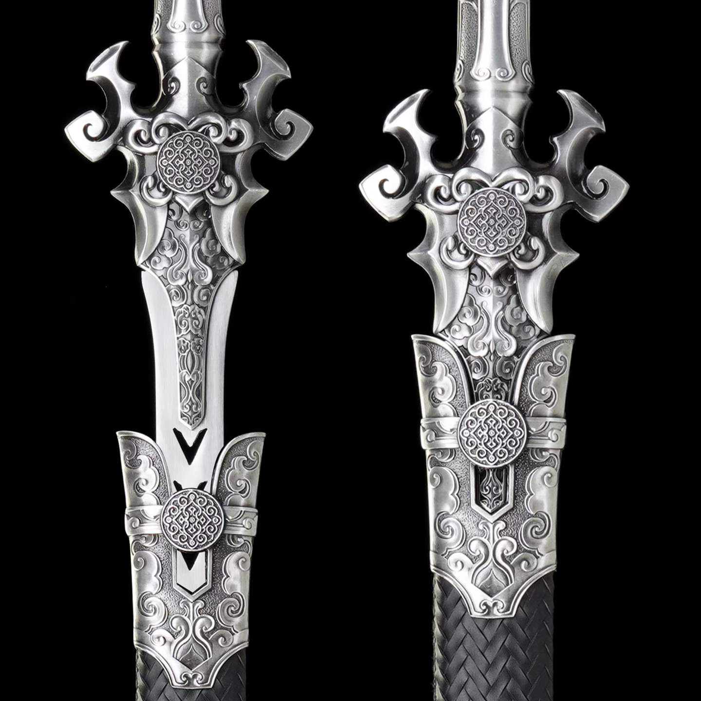 Full Tang Demon Sword Supreme Fantasy Replica, Sharp Blade, High‑Manganese Steel Blade, Alloy Metal Handle, Solid Wood Artificial Leather Scabbard, Fantasy Decorative Collectible Sword