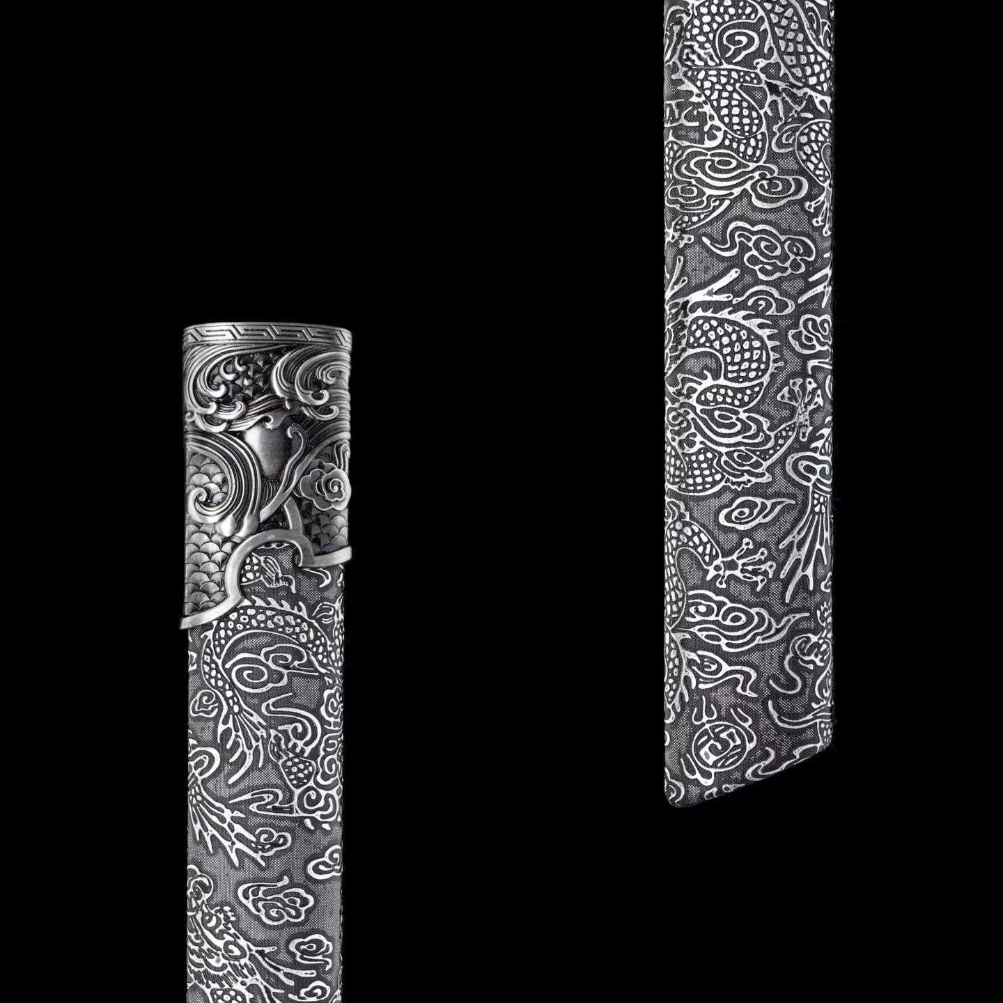 Full Tang Straight Sword Replica, High‑Manganese Steel Blade, One‑Piece Alloy Handle, Wood Artificial Leather Scabbard Historical Collectible Sword