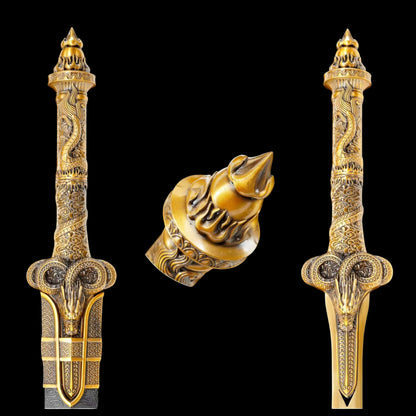 Wandering Dragon Chinese Sword, High‑Manganese Steel Blade, Integrated Alloy Dragon‑Carved Handle, Wood Scabbard Wrapped With Silk, Historical Collectible Sword