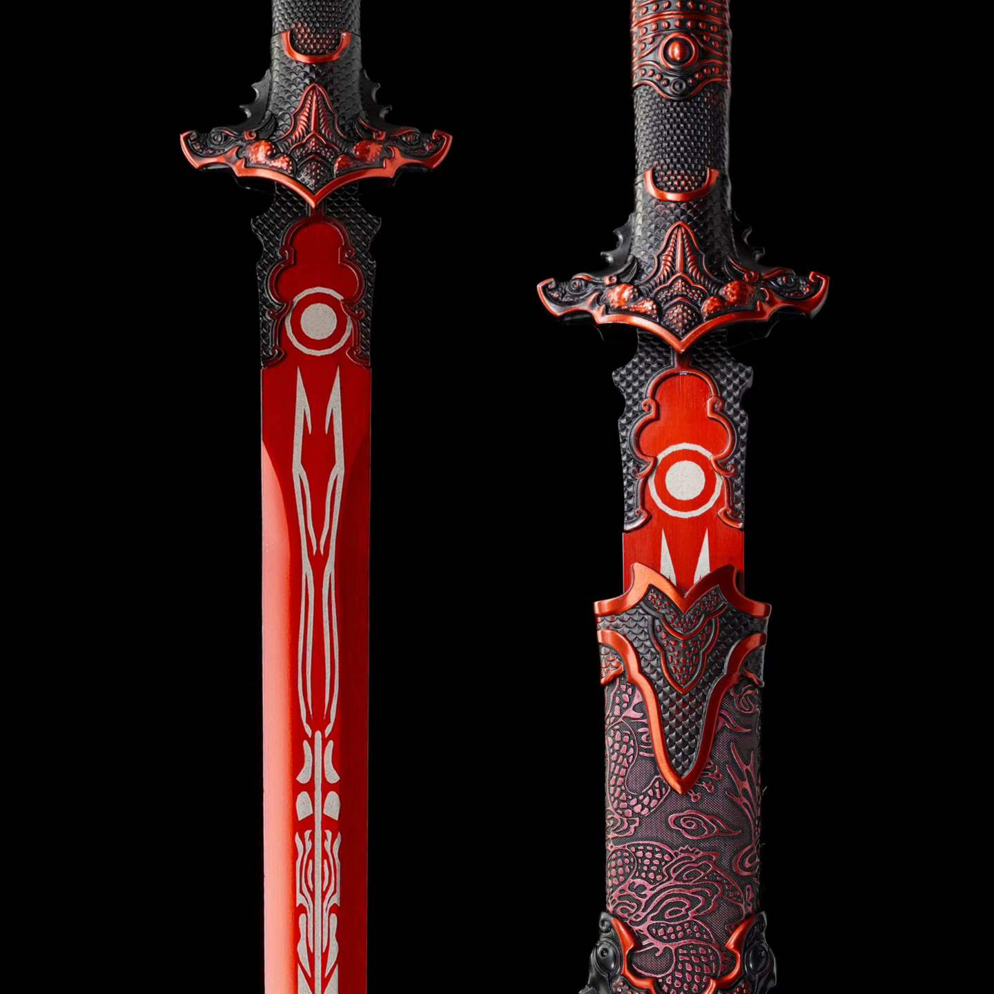 Chixiao Phantom Chinese Sword Replica, Full Tang High‑Manganese Steel Blade, One‑Piece Alloy Handle, Solid Wood Artificial Leather Scabbard, Fantasy Wuxia Decorative Sword