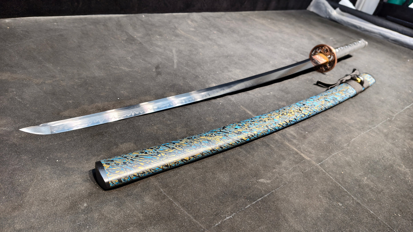 Flowing Shadow Warrior（T10 forging）Cover the soil and burn the blade to form texture,katana