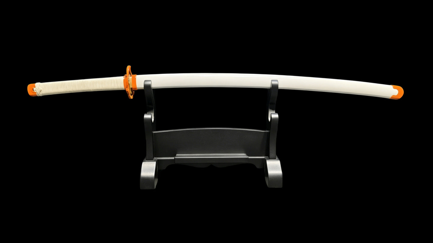 Demon Slayer Kyojuro Rengoku Nichirin Sword, Full Tang Forged 5160 Spring Steel, Sharp Blade
