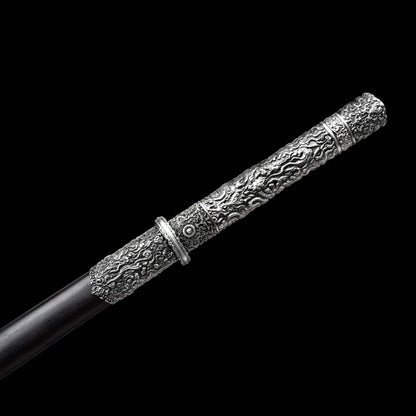 Lie‑Kong Tang Dao, Full Tang Construction, Sharp Blade, High‑Manganese Steel With Single Fuller, Alloy Fittings, Premium Dragon‑Phoenix Hardwood Scabbard, Historical Replica Collectible Sword