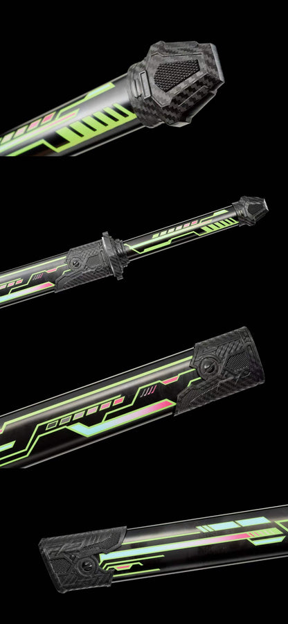 High Manganese Steel Cyberpunk Neon Combat Blade With Sharp Blade, Alloy Fittings Aluminum Scabbard Sci-Fi Collectible Ornament