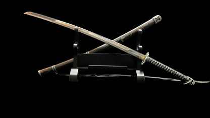 Sekiro Shadows Die Twice Undying Blade, Bite the Moon & Open Gate Katana, Full Tang Forged 5160 Spring Steel, Sharp Blade, Vintage Finished Version