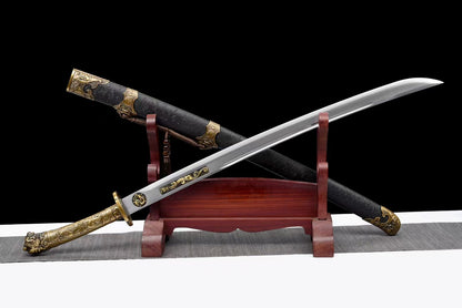 Carved ancient dragon waist knife lion king knife integrated handle金焱