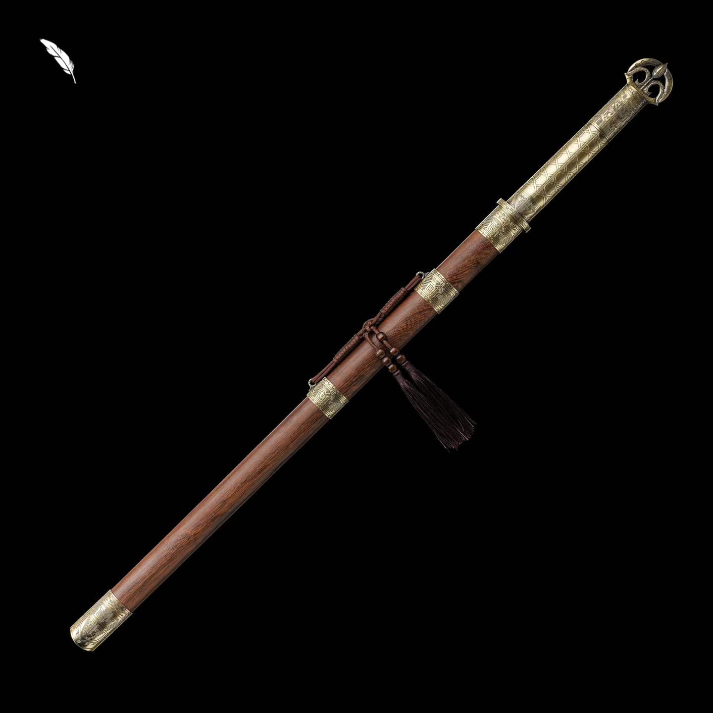 You‑Yun Tang Dao, Full Tang Construction, Sharp Blade, High‑Manganese Steel Blade, Alloy Fittings With Antique Meander Engraving, All‑Metal Integrated Handle, Premium Wing Wood Scabbard, Historical Collectible Chinese Sword