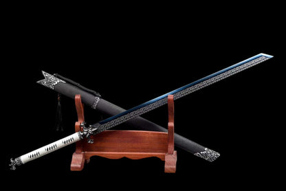 Dragon Roar Mystic Scale, High Manganese Steel Blue Blade, Alloy Dragon Fittings, Full Tang Construction, Sharp Edge, Collectible Decorative Sword