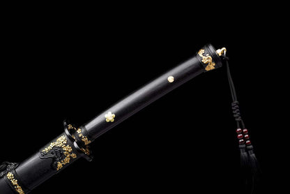 Integrated Full Tang High Manganese Steel Forged Jinyiwei Saber with Dragon Pattern Blade, Collectible Display Ornament