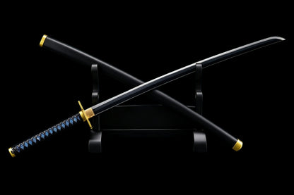 Demon Slayer Muichiro Tokito Nichirin Sword, Full Tang Forged 1095 High Carbon Steel, Black Blade Version, Sharp Blade