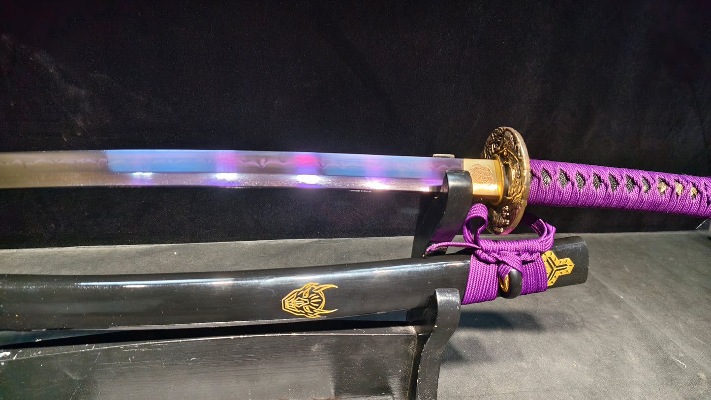 Purple flame t10 forged short knife is very sharp,katana ,short knife