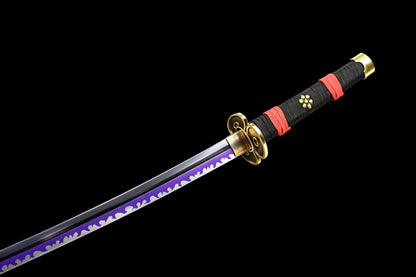 Black Enma Katana, One Piece Roronoa Zoro Sword, Full Tang 1095 High Carbon Steel Forged Sharp Blade