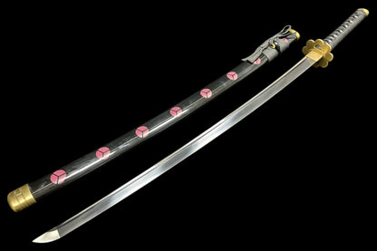 One Piece Zoro Shusui Sword, Full Tang Forged 60Si2CrA Spring Steel, Sharp Blade