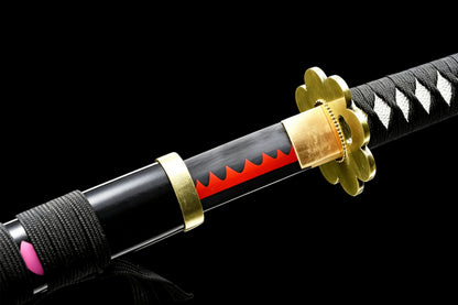 Shusui Black Blade Katana, One Piece Roronoa Zoro Sword, Full Tang 1095 High Carbon Steel Forged Sharp Blade