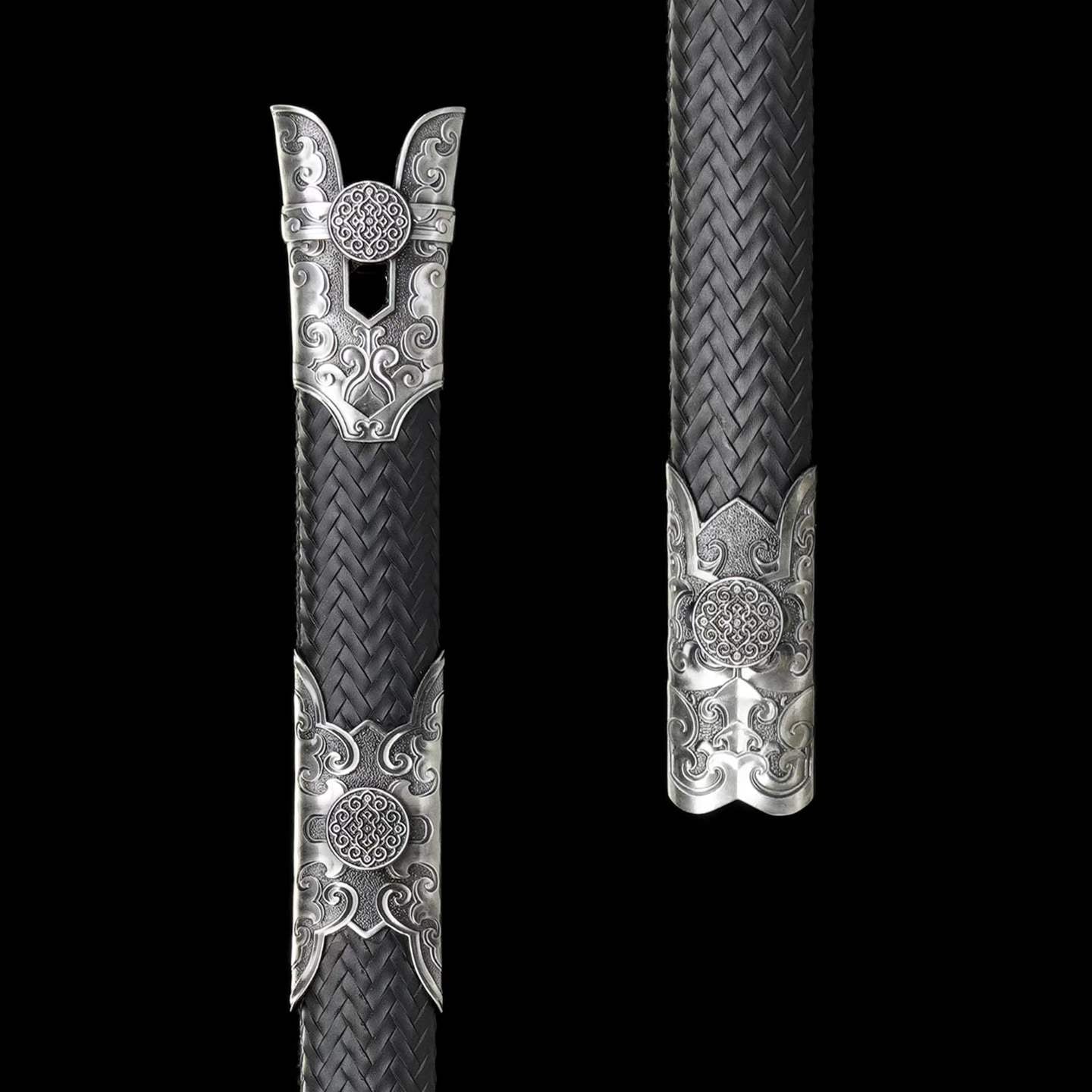 Full Tang Demon Sword Supreme Fantasy Replica, Sharp Blade, High‑Manganese Steel Blade, Alloy Metal Handle, Solid Wood Artificial Leather Scabbard, Fantasy Decorative Collectible Sword