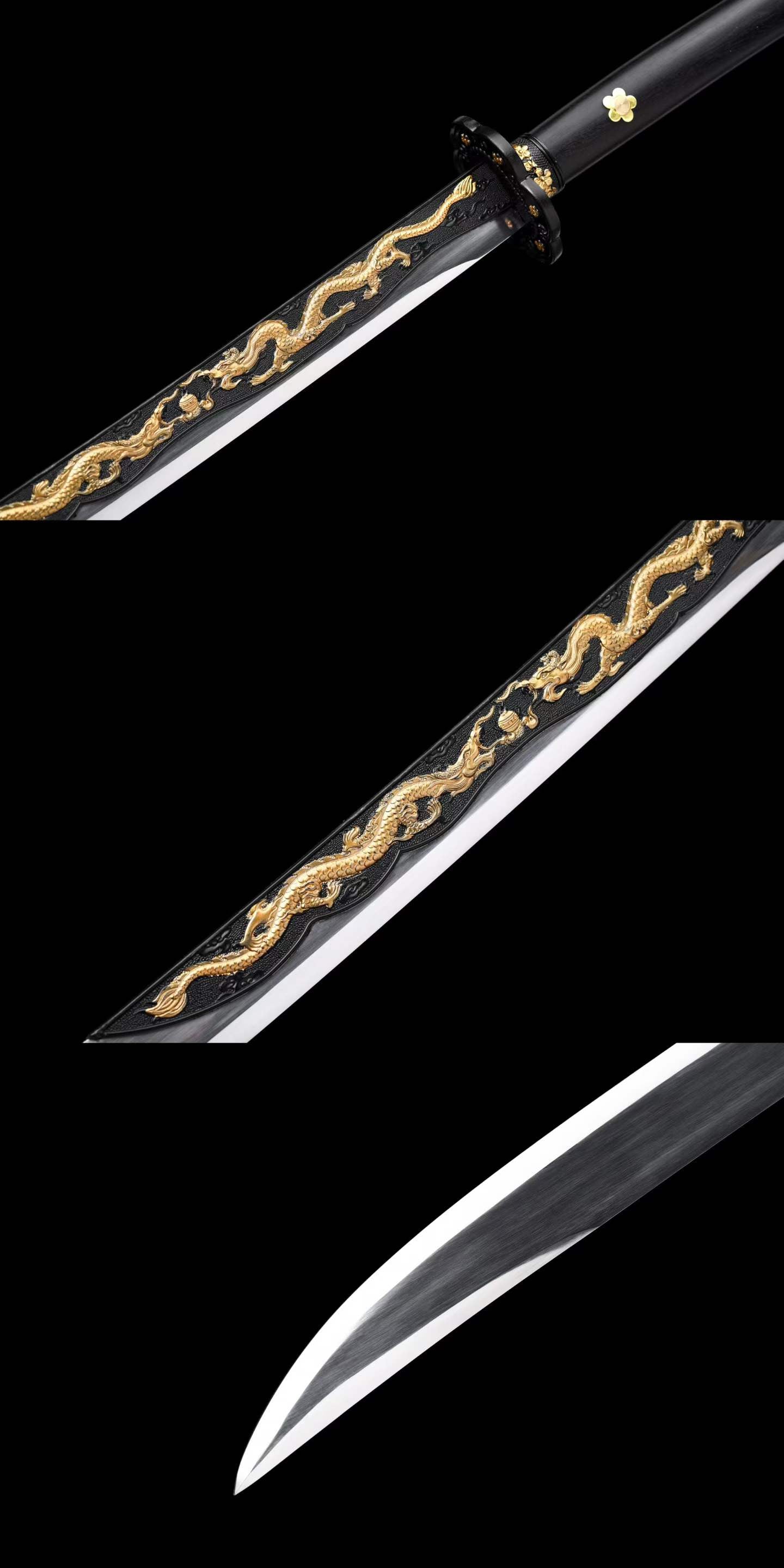 Integrated Full Tang High Manganese Steel Forged Jinyiwei Saber with Dragon Pattern Blade, Collectible Display Ornament