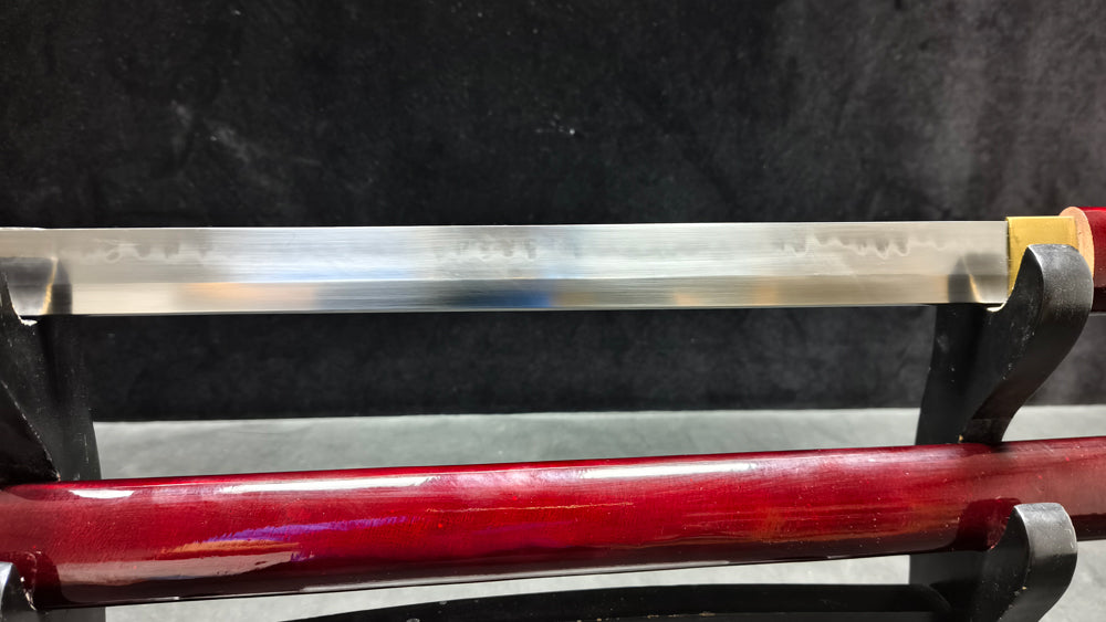 red stick（Medium carbon steel, clay-covered burnt blade）katana ，red，Ninja Sword