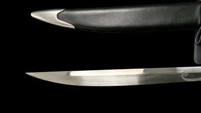Full Tang 60Si2Mn Spring Steel Orc‑crist Sword Replica, Sharp Blade, Stainless Steel Fittings, Lord of The Rings Elven Sword with Leather‑Wrapped Scabbard Fantasy Collectible