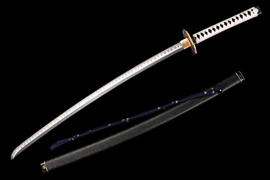 Yamato Katana, Devil May Cry 5 Vergil Sword, Full Tang Forged T10 High Carbon Steel, Mirror Polished Sharp Blade, Copper Fittings, Real Habaki