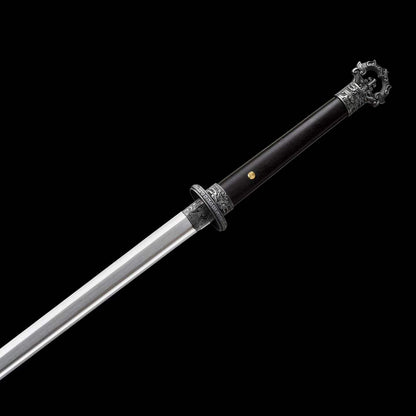 Cold‑Shadow Tang Sword, Full Tang High‑Manganese Steel Forged Sharp Blade, Premium Dragon‑Phoenix Hardwood Handle And Scabbard, Collectible Display Sword
