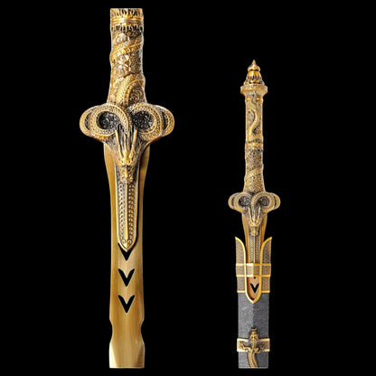 Wandering Dragon Chinese Sword, High‑Manganese Steel Blade, Integrated Alloy Dragon‑Carved Handle, Wood Scabbard Wrapped With Silk, Historical Collectible Sword