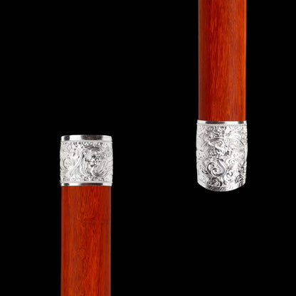 Cang‑Lin Ring‑Pommel Sword, Full Tang Construction, High‑Manganese Steel Forged Sharp Blade, Zinc Alloy Fittings, Premium Red Wood Handle And Scabbard, Collectible Display Sword