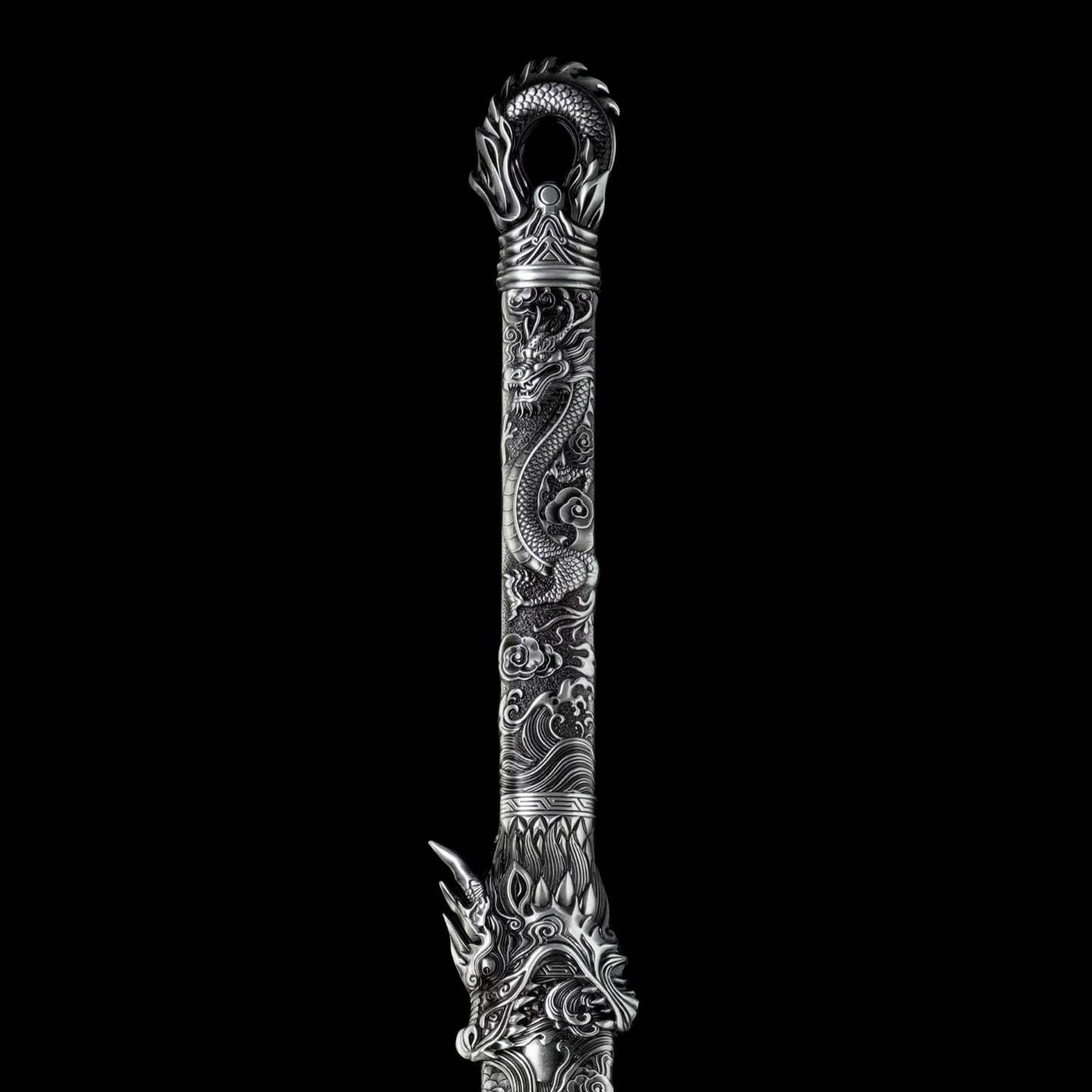 Full Tang Straight Sword Replica, High‑Manganese Steel Blade, One‑Piece Alloy Handle, Wood Artificial Leather Scabbard Historical Collectible Sword
