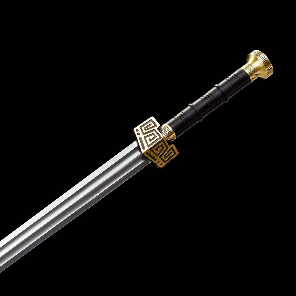 King Qin Jian, Full Tang Construction, Hand-Forged Damascus Steel Blade, Sharp Edge, Hand Polished, Brass Fittings, Premium Dragon Phoenix Hardwood Scabbard & Handle, Collectible Chinese Han Sword