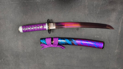 Phantom Assassin，Medium carbon steel (fire-quenched purple blade),katana ,short knife