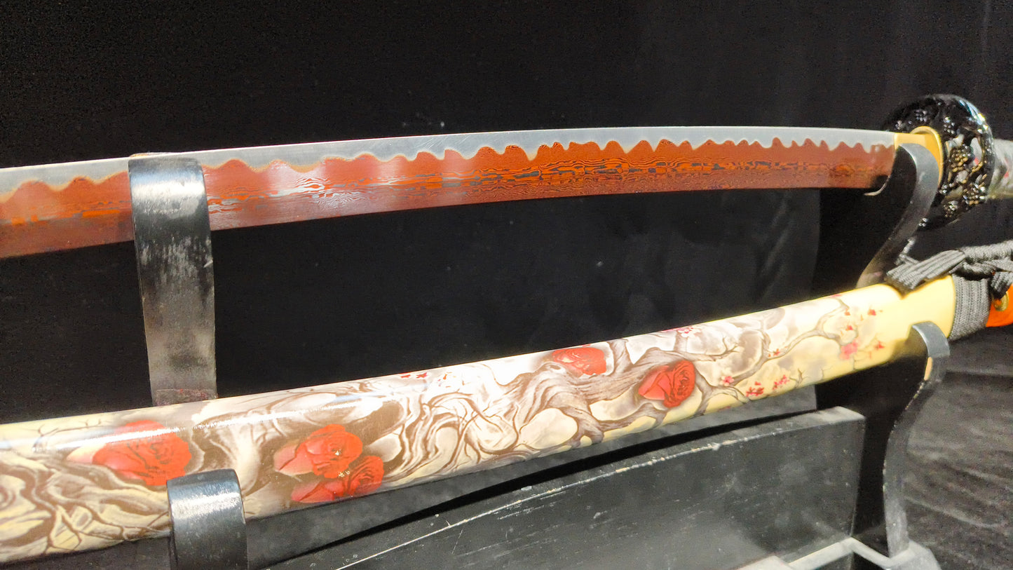 Pattern steel forging process quenching red（A5）katana