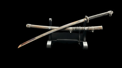 Sekiro Shadows Die Twice Undying Blade, Bite the Moon & Open Gate Katana, Full Tang Forged 5160 Spring Steel, Sharp Blade, Vintage Finished Version