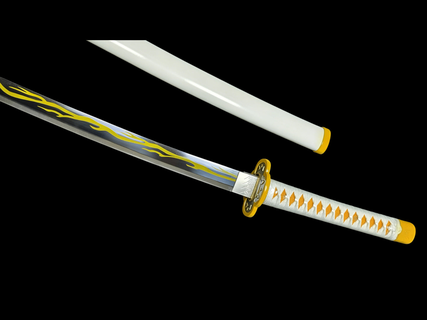Demon Slayer Zenitsu Agatsuma Nichirin Sword, Full Tang Forged 5160 Spring Steel, Sharp Blade