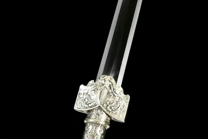 A replica Han dynasty sword with a white copper and seashell sheath.白铜贝壳大汉剑