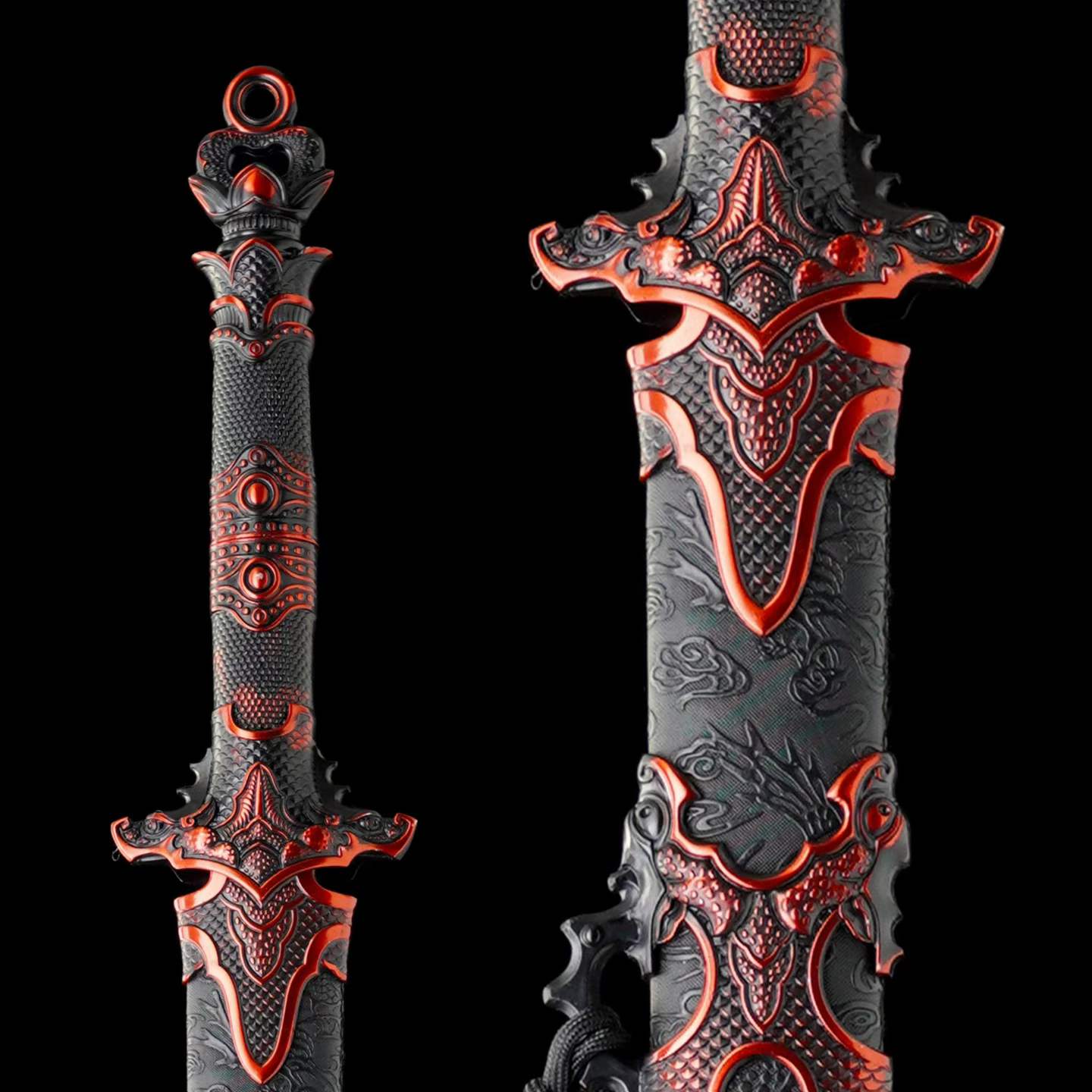 Full Tang Ancient Style Straight Sword Replica, Sharp Cutting Edge, High‑Manganese Steel Blade, One‑Piece Alloy Handle, Wood Artificial Leather Scabbard Historical Collectible Sword