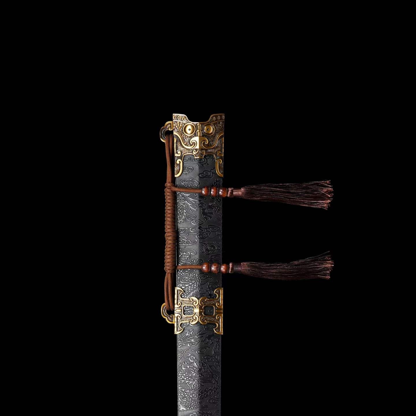 Full Tang Ancient Chu Sword Replica, Sharp Cutting Edge, High‑Manganese Steel Blade, Alloy Fittings, Wood Artificial Leather Scabbard Historical Collectible Sword