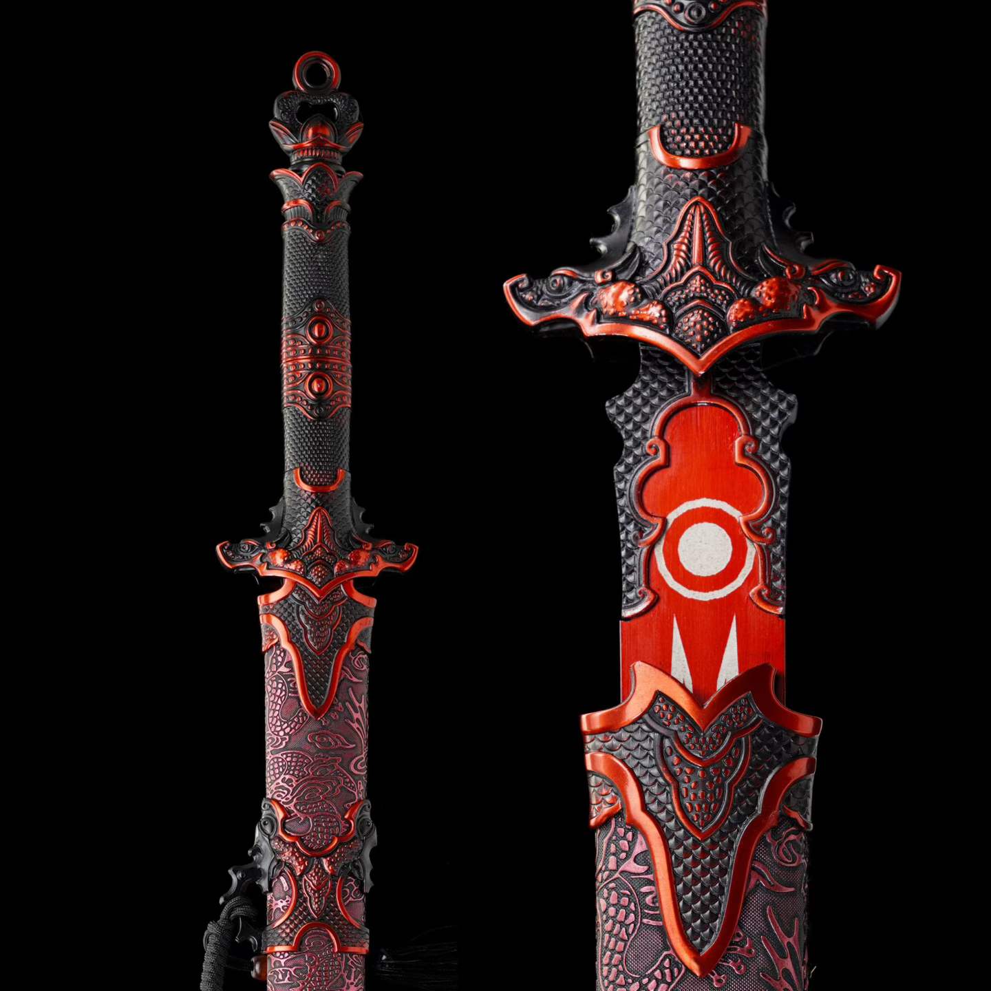 Chixiao Phantom Chinese Sword Replica, Full Tang High‑Manganese Steel Blade, One‑Piece Alloy Handle, Solid Wood Artificial Leather Scabbard, Fantasy Wuxia Decorative Sword