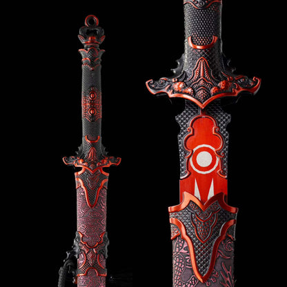 Chixiao Phantom Chinese Sword Replica, Full Tang High‑Manganese Steel Blade, One‑Piece Alloy Handle, Solid Wood Artificial Leather Scabbard, Fantasy Wuxia Decorative Sword